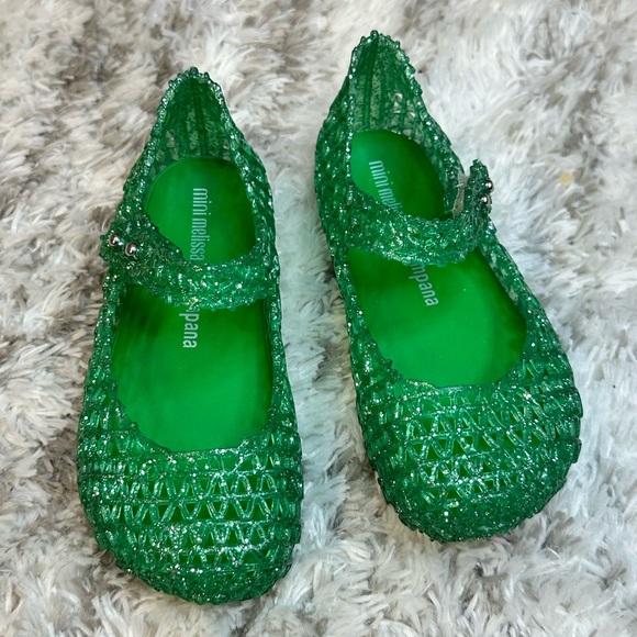 Mini Melissa Other - Mini Melissa Glittery Emerald Kids Dress Shoes
